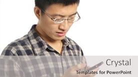  Presentation with sms - Presentation having side view portrait of a young asian man checking his car engine background and a mint green colored foreground