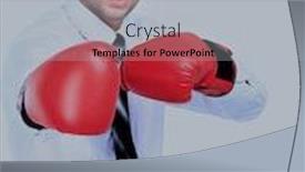  Presentation with boxing fight - PPT theme with business man ready to fight with boxing gloves - isolated over white background background and a light gray colored foreground