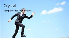  Presentation with man in nature - Presentation design consisting of business man running in nature background and a light blue colored foreground