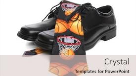  Presentation with basketball - Colorful presentation design enhanced with business-man-s-shoes backdrop and a soft green colored foreground