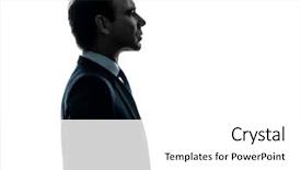  Presentation with business profile - PPT theme enhanced with business man serious portrait profile background and a white colored foreground