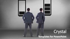  Presentation with electric car charging battery cells - Amazing slide set having business man shadow icon - low battery and charged battery backdrop and a  colored foreground