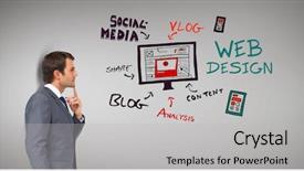  Presentation with cantonese opera dummy text - Colorful presentation theme enhanced with business man shadow icon - thoughtful businessman looking at text backdrop and a  colored foreground