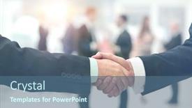  Presentation with business partner - Cool new presentation theme with business-man-shaking-hand backdrop and a  colored foreground