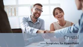  Presentation with shaking hands - Slide set enhanced with business-man-shaking-hands background and a  colored foreground