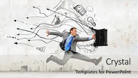  Presentation with sketch urbanism - Beautiful PPT theme featuring business man sign construction - image of businessman in jump backdrop and a light gray colored foreground