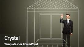  Presentation with marker - Slide deck featuring business man sign construction - male businessman with marker background and a  colored foreground