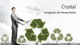  Presentation with shape - Cool new theme with business man sign industry - young businessman cutting bush backdrop and a  colored foreground