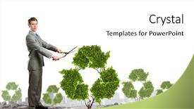  Presentation with shape - Audience pleasing slide deck consisting of business man sign industry - young businessman cutting bush backdrop and a  colored foreground