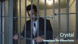  Presentation with business man climbs up to the top of 3d success stairs steps - Presentation enhanced with business man standing behind bars background and a tawny brown colored foreground