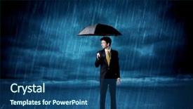  Presentation with rain - Presentation featuring business man standing in rain background and a ocean colored foreground