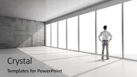  Presentation with office - Presentation consisting of back work - business man standing inside background and a light gray colored foreground