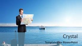  Presentation with business road map - Amazing presentation design having business man standing on pier backdrop and a light blue colored foreground