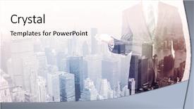  Presentation with roof - Amazing PPT theme having business man standing on roof backdrop and a  colored foreground