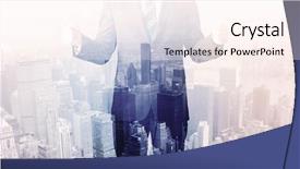  Presentation with house roof and roofing business - Amazing theme having business man standing on roof backdrop and a  colored foreground