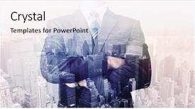  Presentation with house roof and roofing business - Audience pleasing PPT layouts consisting of business man standing on roof backdrop and a lemonade colored foreground