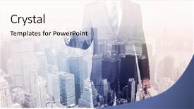  Presentation with house roof and roofing business - Cool new slides with business man standing on roof backdrop and a  colored foreground