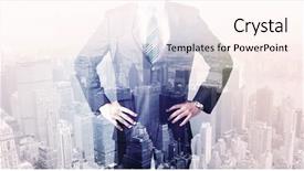  Presentation with house roof and roofing business - Beautiful presentation theme featuring business man standing on roof backdrop and a cream colored foreground