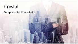  Presentation with roof - Colorful PPT layouts enhanced with business man standing on roof backdrop and a cream colored foreground