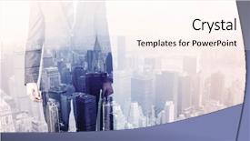  Presentation with house roof and roofing business - Slide deck consisting of business man standing on roof background and a  colored foreground