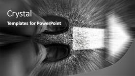  Presentation with way - Slides enhanced with business-man-standing-with-arrow background and a dark gray colored foreground