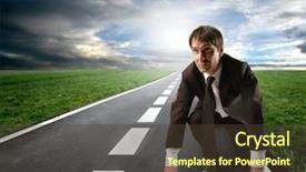  Presentation with business competition - Presentation theme enhanced with business man starting a running background and a tawny brown colored foreground