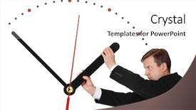  Presentation with time money - Slide deck enhanced with business man stop time isolated background and a white colored foreground