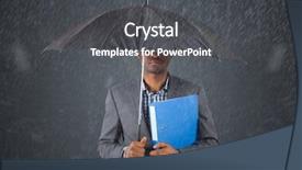  Presentation with rain animation - Slide deck featuring business man under umbrella background and a dark gray colored foreground