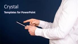  Presentation with business networking - Amazing presentation theme having business-man-using-modern-digital backdrop and a navy blue colored foreground