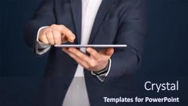  Presentation with business networking - Slides featuring business-man-using-modern-digital background and a wine colored foreground