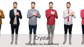  Presentation with metrics cloud collage business - Colorful slide set enhanced with business man wearing different look backdrop and a light gray colored foreground