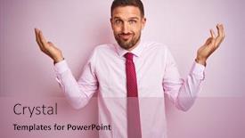  Presentation with business pink - Amazing PPT layouts having business man wearing tie and elegant shirt over pink isolated background clueless and confused expression with arms and hands raised doubt concept backdrop and a coral colored foreground