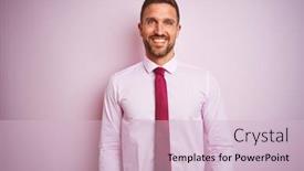  Presentation with business pink - Amazing presentation design having business man wearing tie and elegant shirt over pink isolated background with a happy and cool smile on face lucky person backdrop and a lemonade colored foreground