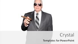  Presentation with cigar - PPT layouts featuring business-man-with-a-cigar background and a white colored foreground