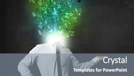  Presentation with abstract business - Cool new slide set with business man with abstract glowing backdrop and a gray colored foreground