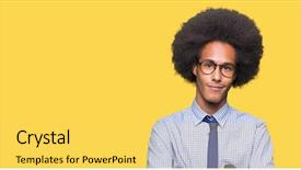  Presentation with african american business - PPT theme with business man with afro hair background and a yellow colored foreground