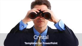  Presentation with blue green future tech business - Slides enhanced with business man with binoculars looking background and a  colored foreground