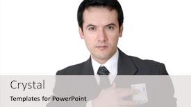  Presentation with cash - Presentation theme enhanced with business-man-with-cash-isolated background and a light gray colored foreground