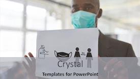  Presentation with hygiene - Cool new slide deck with business-man-with-face-mask backdrop and a light gray colored foreground