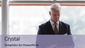  Presentation with grey - Presentation design having business man with grey hair background and a light blue colored foreground