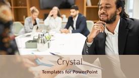  Presentation with contract - PPT theme with business-man-with-hand background and a soft green colored foreground