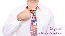  Presentation with international business - Theme enhanced with business man with international global background and a sky blue colored foreground