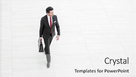  Presentation with far away - Beautiful slide set featuring business man with leather briefcase backdrop and a white colored foreground