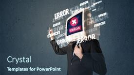  Presentation with head - Audience pleasing PPT theme consisting of business-man-with-pc-monitor backdrop and a ocean colored foreground