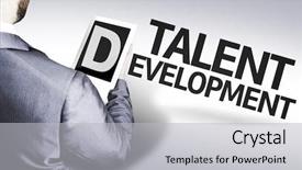  Presentation with talent development - Amazing PPT layouts having business man with the text backdrop and a light gray colored foreground