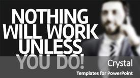  Presentation with word art text edited - PPT theme featuring business man with the text background and a dark gray colored foreground