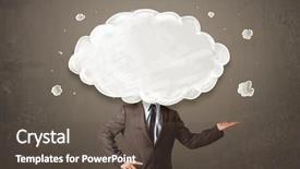 Presentation with cloud computing - Presentation theme having business man with white cloud background and a tawny brown colored foreground