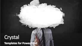  Presentation with cloud - Theme featuring business man with white cloud background and a dark gray colored foreground