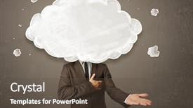  Presentation with metrics cloud collage business - Presentation design featuring business man with white cloud background and a tawny brown colored foreground