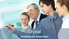  Presentation with whiteboard - Slide deck featuring business man writing on whiteboard background and a ocean colored foreground